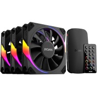 KIT COOLER FAN PARA GABINETE 3UN SANGUE FRIO 3 ARGB BLACK VULCAN REVERSE 120MM PCYES - 4244